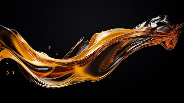 Freeze Motion Shot of Flowing Oil on Gradient Black Background