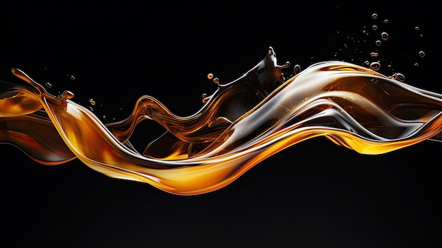 Freeze Motion Shot of Flowing Oil on Gradient Black Background