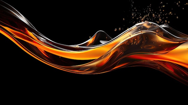 Freeze Motion Shot of Flowing Oil on Gradient Black Background