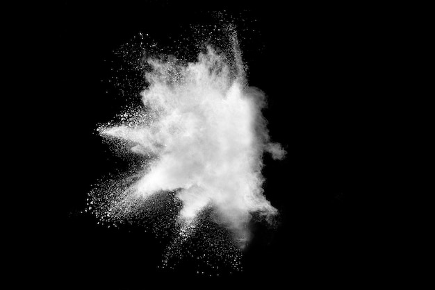 Freeze motion of white powder explosions isolated 