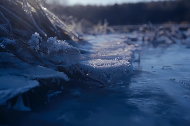 freezing river november december, seasonal landscape in nature winter