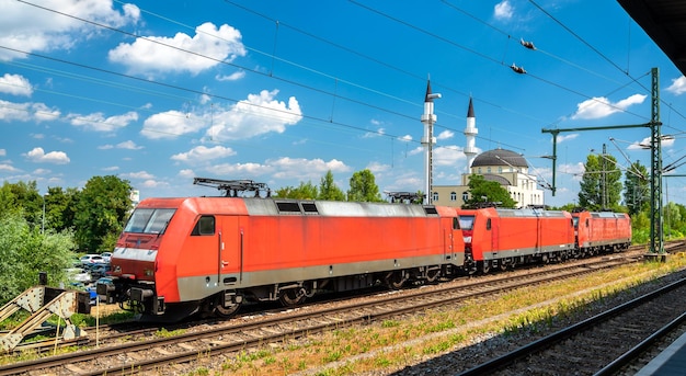 Freight electric locomotives at kehl station in badenwuerttemberg germany