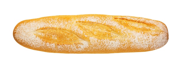 French baguette loaf isolated on white background.