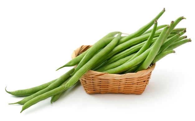 French beans over white background