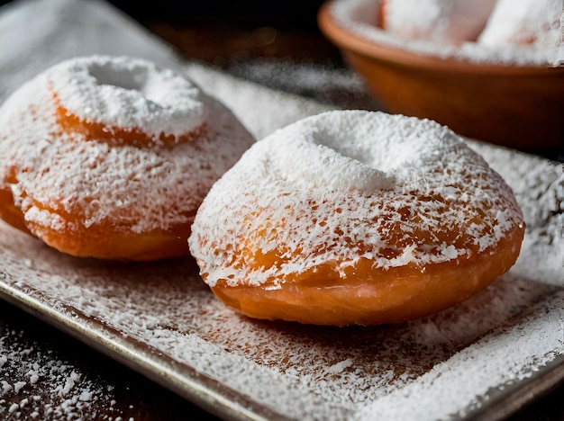 French Beignets Light airy donuts dusted with powdered sugar popular in New Orleans