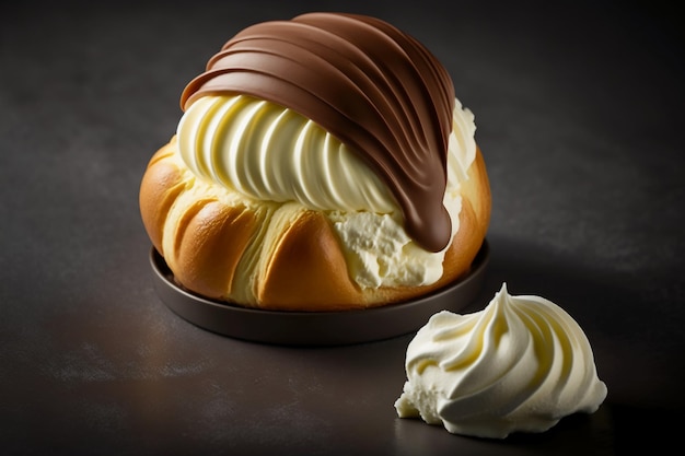 French brioche bread and cream mascarpone cheese choco