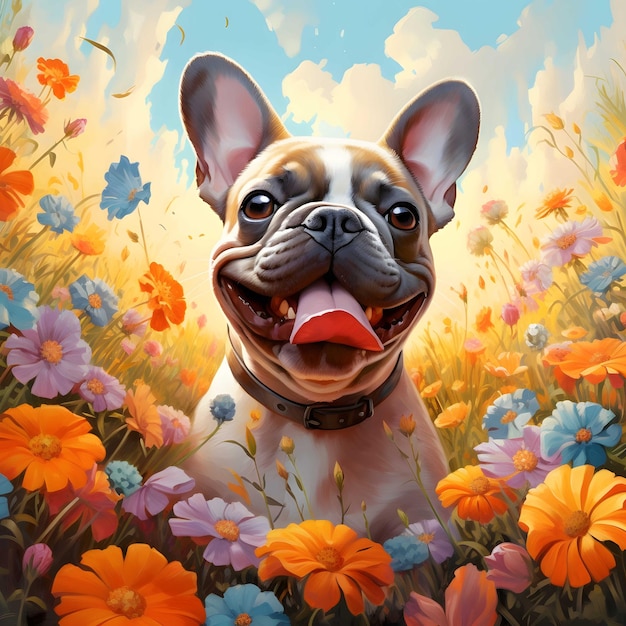 French Bulldog Painting Realistic Color Schemes Luminous Palette Romantic Landscapes