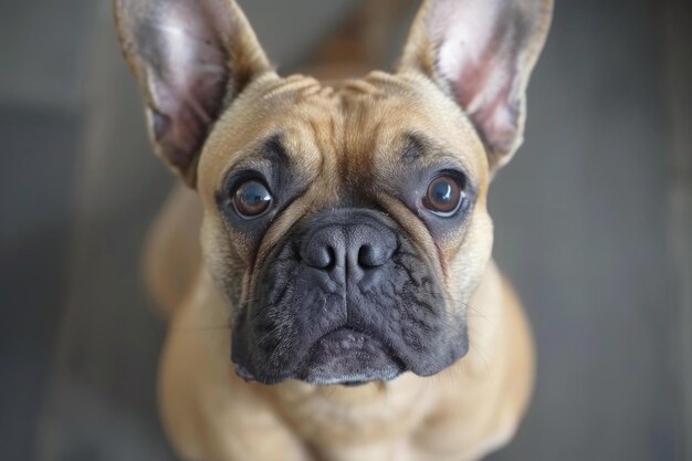 Photo french bulldog puppy looking with big eyes