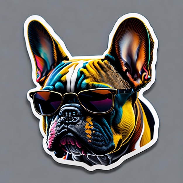 French bulldog wearing colorful sunglass