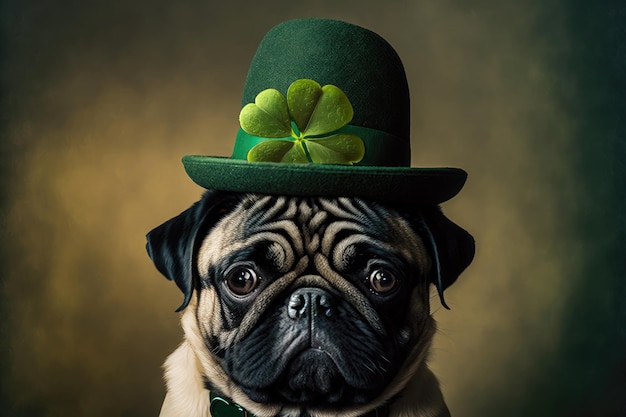 French bulldog with Green St Patrick's Day Hat