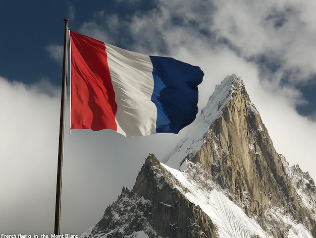 French Flag on Mont Blanc Alps