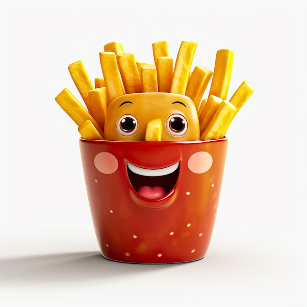 french fries 3d icon transparent background