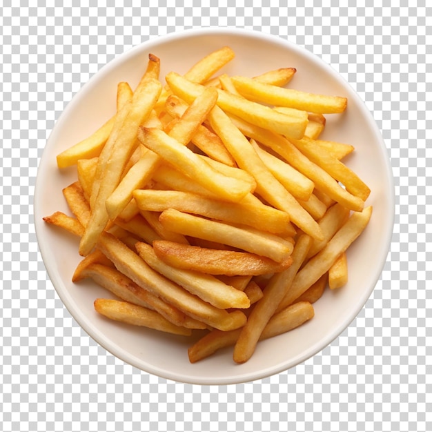 French fries piled on transparent background