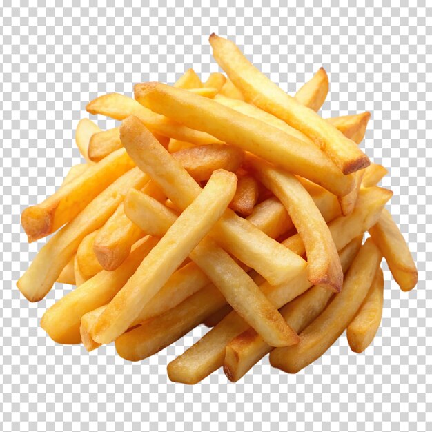 French fries piled on transparent background