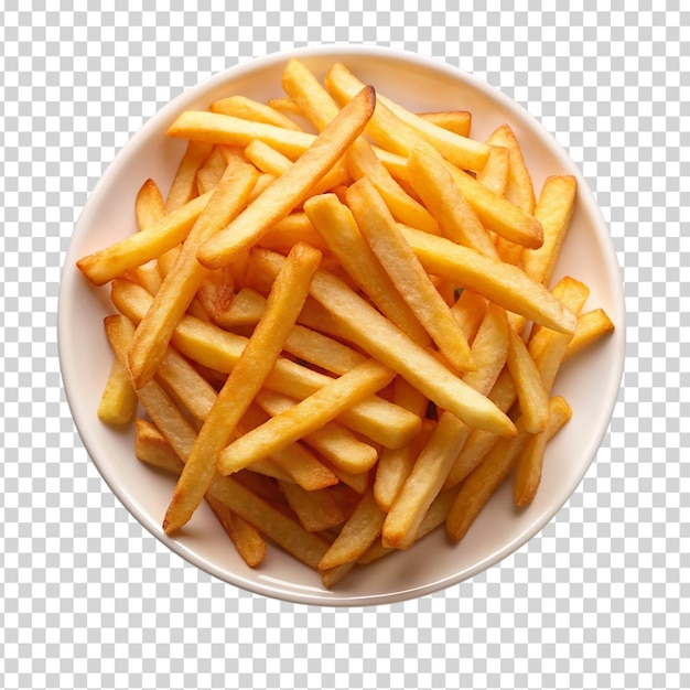 French fries piled on transparent background