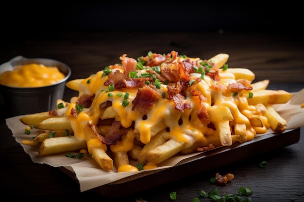 French fries with bacon and cheddar cheese generative ai