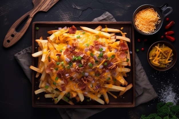 French fries with bacon and cheddar cheese generative ai