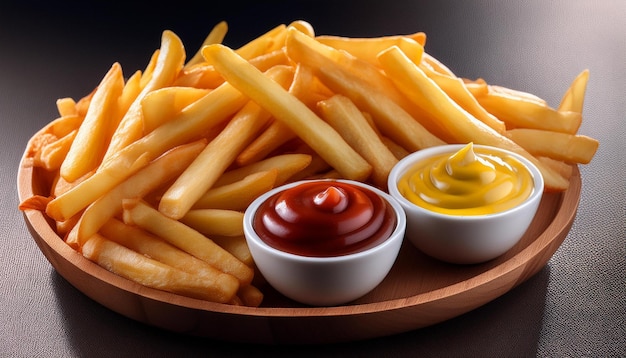 French fries with ketchup mayo and mustard AI generated