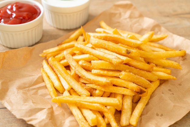 French fries with sour cream and ketchup