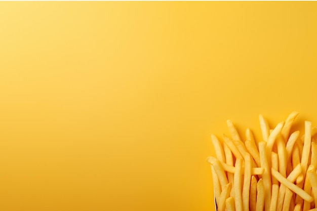 Photo french fries on yellow background