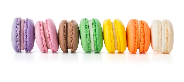 French macaroons isolated on white background