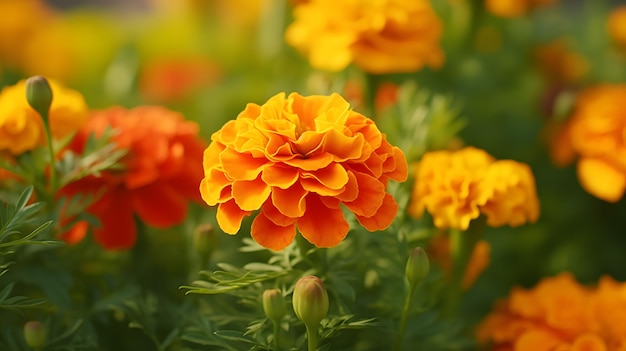 French marigold tagetes patula close up macro