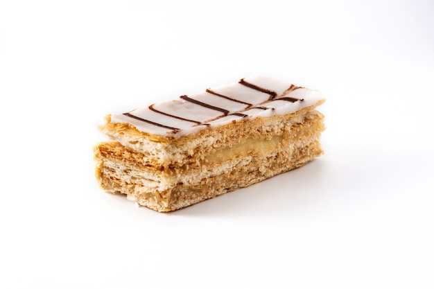 French mille-feuille dessert isolated on white background