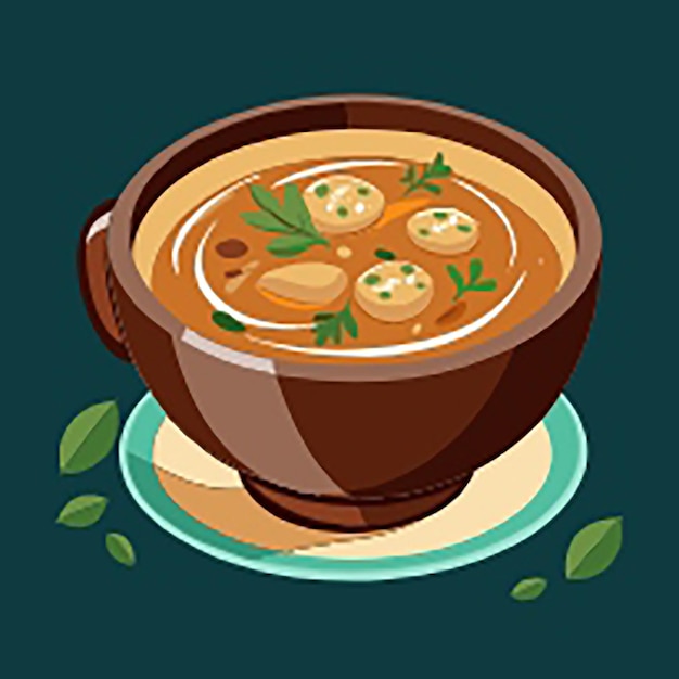 French onion soup food vector illustration