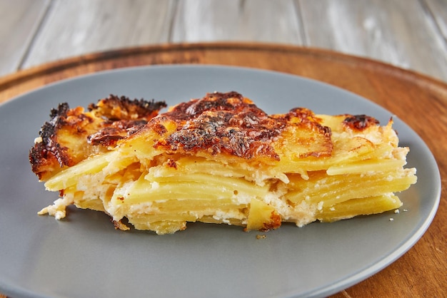 French recipe gratin on plateFrench gourmet cuisine