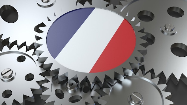 French Republic flag with gears