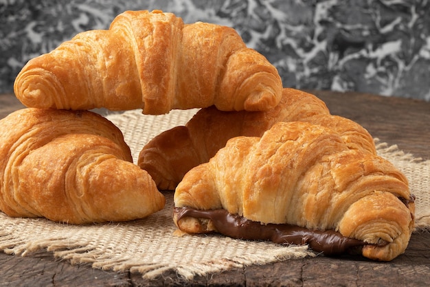 French snack croissant stuffed with hazelnut