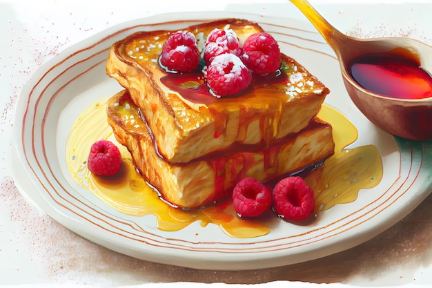 French toast with raspberries