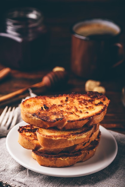 French toasts on white plate