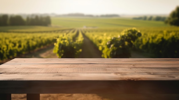 A French vineyard serves as the clouded establishment for an cleanse wooden table Creative resource AI Generated