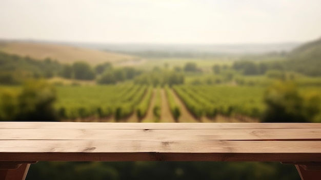 A French vineyard serves as the clouded establishment for an cleanse wooden table Creative resource AI Generated