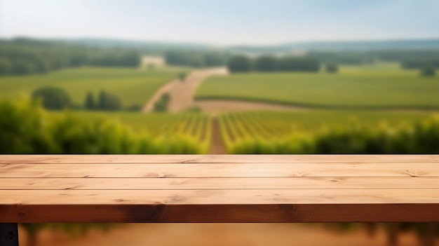 A French vineyard serves as the clouded establishment for an cleanse wooden table Creative resource AI Generated