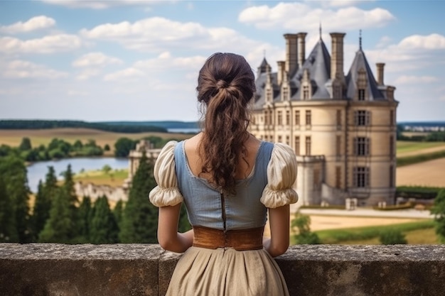 French woman french castle Generate Ai