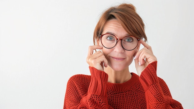 French Woman39s Gaze Through Glasses