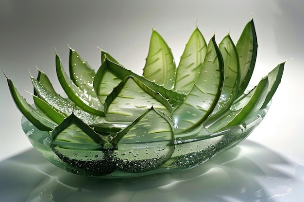 Photo fresh aloe vera slices in bowl