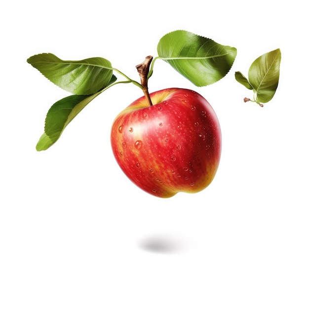 Fresh Apple fruit flying in isolated white background studio shot