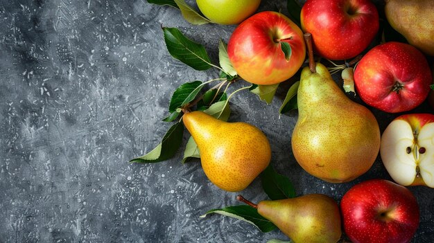 Fresh Apple and Pear Harvest on Table