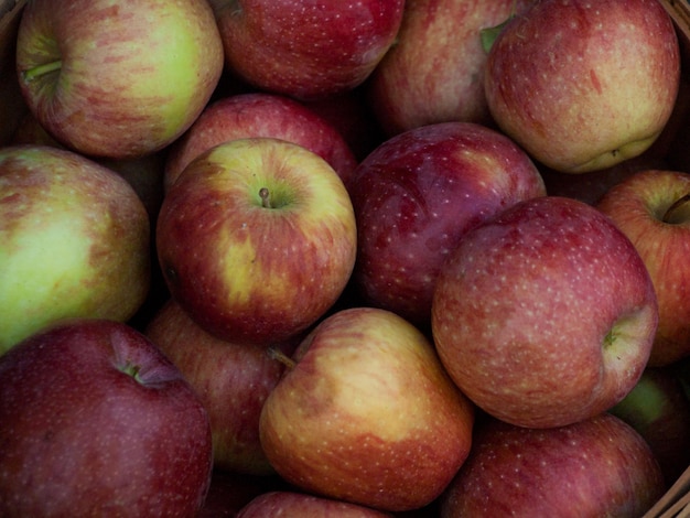 Fresh apples at the local farmers market. Farmers markets are a traditional way of selling agricultural products.