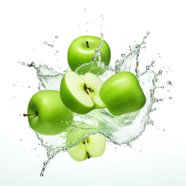 Fresh apples meet crystalclear water in a captivating fusion of freshness and purity