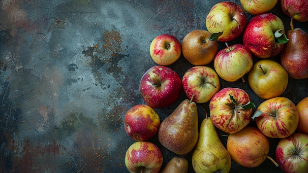 Fresh Apples and Pears Arrangement on Tabletop