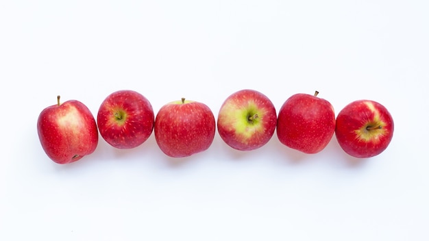 Fresh apples on white wall. Top view