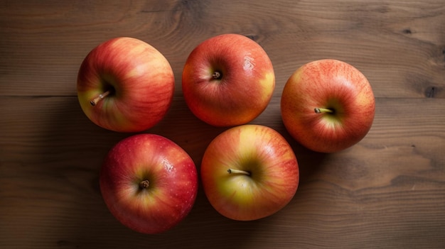 Fresh Apples on wooden table