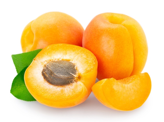 Fresh apricot isolated on white background closeup