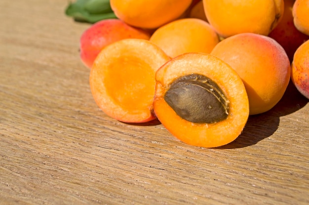 Fresh apricots on table