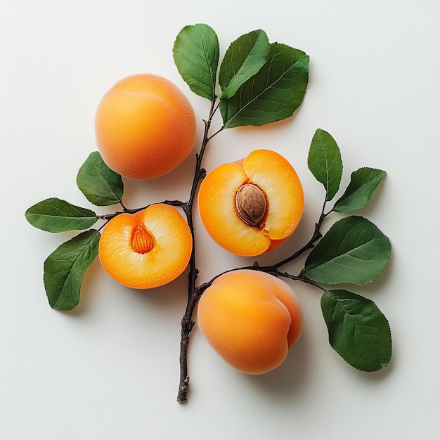 Photo fresh apricots with leaves