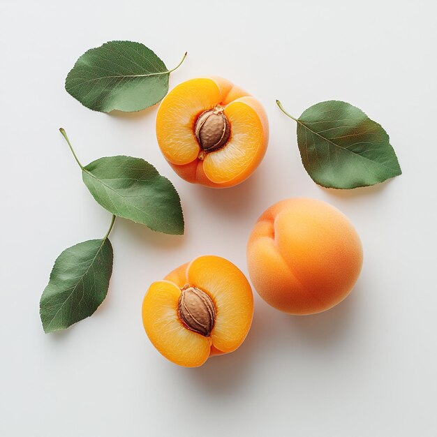 fresh apricots with leaves